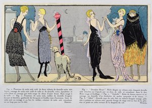 Dessins de mode par Jacques Doucet (1853-1929) et la Maison Worth de Les Élégances Parisiennes, hiver 1920-21 - French School