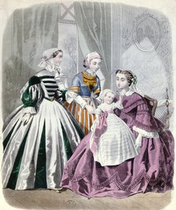 Planche de mode de Le Monde Élégant 1859 (gravure en couleur) - French School