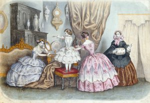 Planche de mode, de La Mode Illustrée, vers 1860