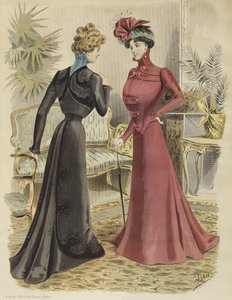 Planche de mode, dans le salon, illustration de La Nouvelle Mode, 1897
