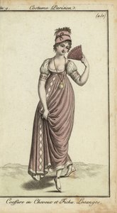 Merveilleuse à la mode avec éventail - French School