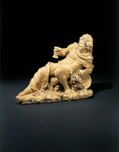 Figure de Bacchus allongé avec un verre de vin, vers 1770 - French School