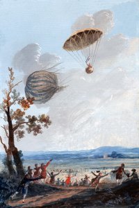 Premier homme à descendre en parachute, 22 octobre 1797, au Parc Monceau, Paris, vers 1797