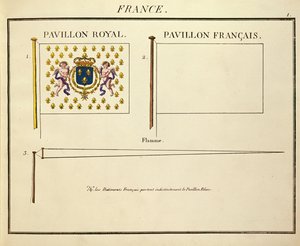 Drapeau de Louis XVIII et Charles X, rois de France, de Pavillons des Puissances Maritimes - French School