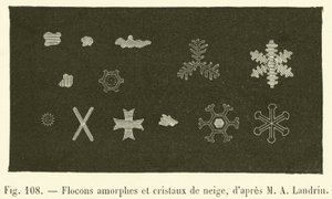 Flocons amorphes et cristaux de neige - French School
