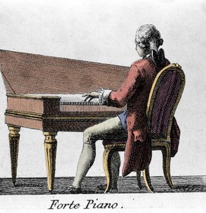 Joueur de forte-piano. Gravure de la fin du XVIIIe siècle - French School