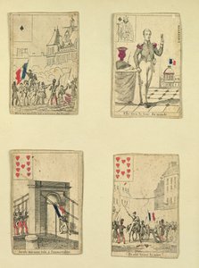 Quatre cartes à jouer commémorant les héros de juillet 1830, 1831
