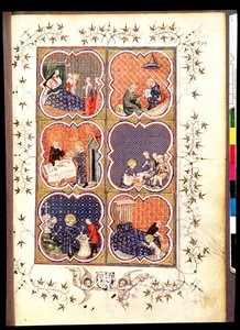 Six scènes de la vie de Saint Louis (1215-70), des Grandes Chroniques de France, 1375-79 - French School