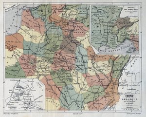 France et Belgique pour la campagne de 1814-1815 - gravure dans "Histoire de France" par Victor Duruy (1811-1894) - 1882