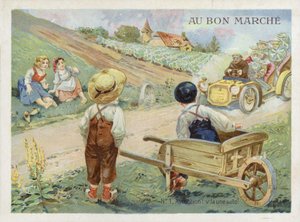 Enfants français regardant une voiture rapide - French School