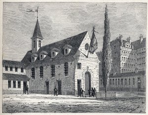 Révolution française : lieu de réunion du club des Jacobins à Paris, un ancien couvent dans le quartier Saint-Honoré. Gravure de 1889. Collection privée. - French School