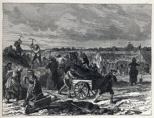 Révolution française : travaux du Champ-de-Mars à Paris, pour préparer la Fête de la Fédération en 1790 - French School