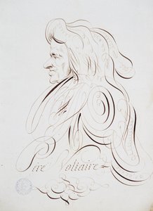 Calligraphie française : Portrait du Père Voltaire par Bernard de Paris vers 1780. Bibliothèque historique de la ville de Paris - French School