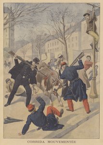 Soldats et policiers français tuant une vache échappée à Limoges - French School