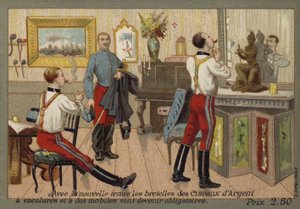 Soldats français portant des bretelles - French School