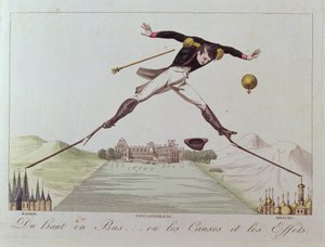 De haut en bas... ou les causes et les effets, caricature de la politique étrangère de Napoléon, vers 1814 - French School