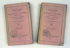 Couvertures de deux catalogues du Salon français offerts à M. et Mme Bowes, 1868