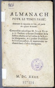 Frontispice du livre "Almanach pour le temps passé", par Jean Guerin - French School