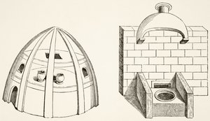Fours utilisés par les scientifiques et les alchimistes au Moyen Âge, de Science et Littérature au Moyen Âge par Paul Lacroix (1806-84) publié à Londres en 1878