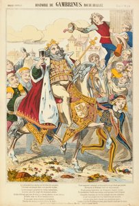 Gambriunus, roi légendaire de Flandre, feuille publiée par Verlag Haguenthal, Pont-à-Mousson, 1860 - French School