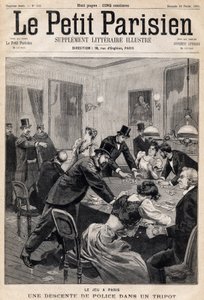 Maison de jeu à Paris : Descente de police dans un club de jeu (casino). Dans « Le Petit Parisien » le 26/02/1893 (gravure)