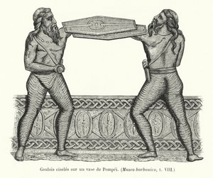 Gaulois ciselés sur un vase de Pompéi (gravure)