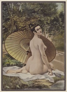 Geisha prenant un bain - French School