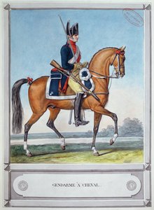 Gendarme monté sur un cheval, vers 1812