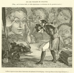 Gulliver expose sur une table a l