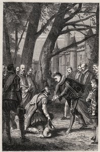 Henri III et Henri de Navarre futur Henri IV se rencontrent à Plessis-les-Tours le 30 avril - French School
