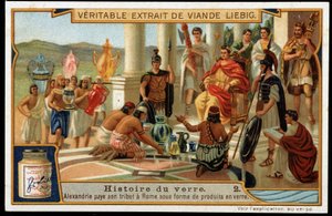 Histoire du verre: Alexandrie paie son tribut à Rome sous forme de produits en verre - Chromolithographie Liebig - French School
