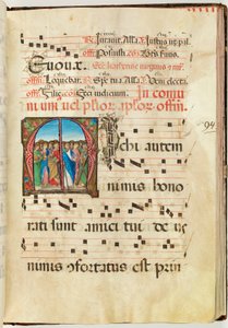 Saints Apôtres, Graduel, f.94 (encre, tempera et feuille d