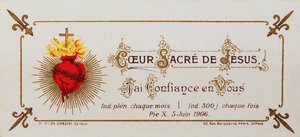 Carte sainte, dédiée au Sacré-Cœur, 1906