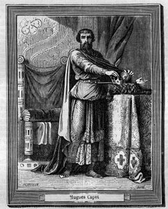 Hugues Capet (940-996) roi des Francs - Gravure dans « Histoire des papes-rois-reines-et-empereurs à travers les siècles » par Maurice Lachatre