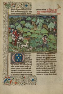 Chasseurs poursuivant un cerf, vers 1430-40 - French School
