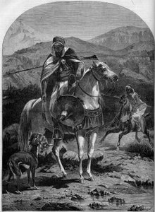 Chasse au lièvre en Algérie. - French School