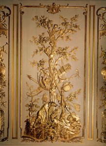 Scène de chasse, boiseries provenant de la salle à manger de l