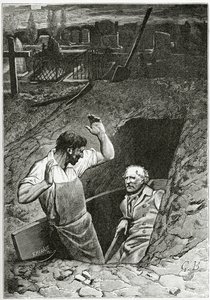 Illustration des Misérables, 19e siècle (gravure en noir et blanc)
