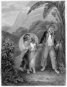 Illustration de "Paul et Virginie". Roman par Henri Bernardin de Saint Pierre, écrivain français (1737-1814).