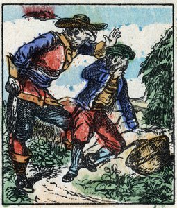 Illustration du conte « Raminagrobis et les souris ». Gravure sur bois de l