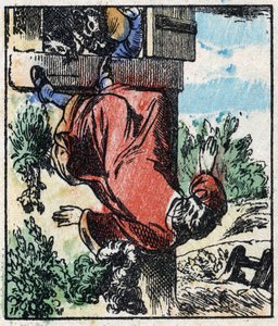 Illustration du conte « Raminagrobis et les souris ». Gravure sur bois de l