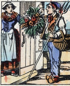 Illustration du conte "La Fourche du Diable". Gravure sur bois de l