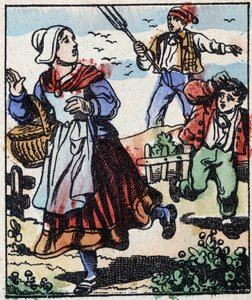 Illustration du conte "La Fourche du Diable". Gravure sur bois de l