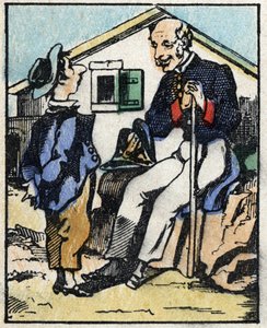 Illustration du conte "Histoire véridique de Jeannot Serinet". Gravure sur bois de l