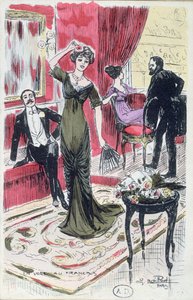 Dans le foyer du théâtre, carte postale 1910 - French School