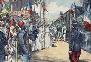 Inauguration du chemin de fer reliant Thiès à Kayes au Sénégal, début du 20e siècle