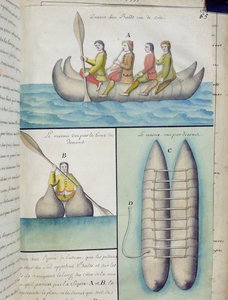 Indiens des mers du Sud utilisant des bateaux appelés Balds