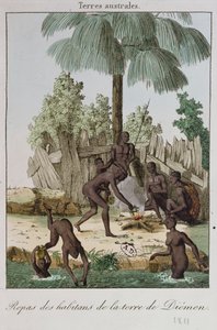 Habitants de Diemen préparant un repas, 1811 - French School