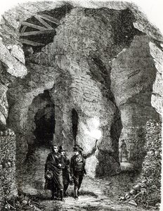 Intérieur des catacombes, Paris - French School