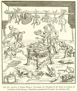 Intérieur de cuisine italienne - French School